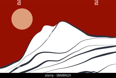 Mountain layout design in oriental style. Mountain Sunset Abstract Background Stock Vector