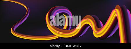 Glowing fluid ribbon forming vibrant loop on dark background. Music and entertainment branding Stock Photo