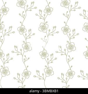 Deadwood flower pattern seamless. wildflowers, dried flowers graphics background Stock Vector