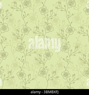 Deadwood flower pattern seamless. wildflowers, dried flowers graphics background Stock Vector