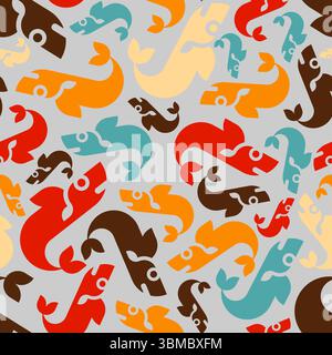 Fish pattern seamless. Fishes background. Marine texture. Ornament of kids fabric Stock Vector
