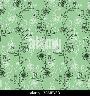 Deadwood flower pattern seamless. wildflowers, dried flowers graphics background Stock Vector