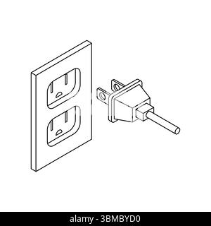 Plug and socket isolated. Electrical appliances connected to network Stock Vector