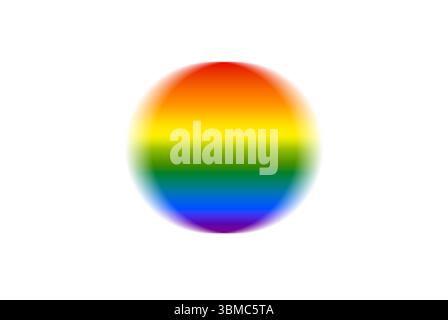 Abstract rainbow sphere with smooth translucent texture and dynamic striped distortion. Vibrant chromatic colors blend in fluid motion on white backgr Stock Photo
