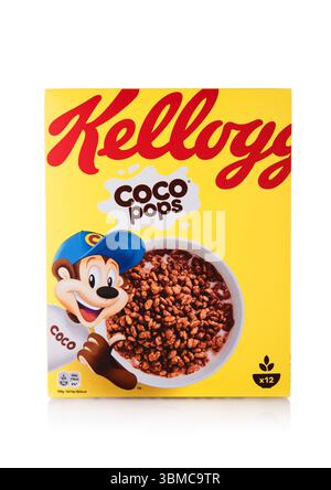 LONDON,UK - MAY 29,2025: Box of Chocolate taste Coco pops on white background. Stock Photo