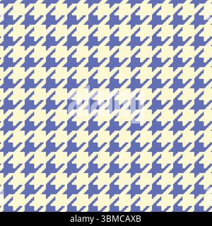 Geometric houndstooth blue seamless pattern with pied-de-poule ornament. Monochrome graphic design. Modern minimalist stylish squared background Stock Vector
