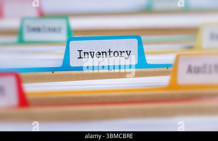 File folders with a tab labeled Inventory Stock Photo