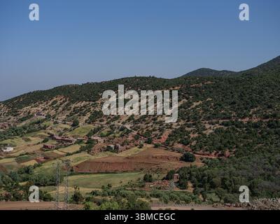 Morocco, 25 May 2025. A panoramic view of a terraced agricultural ...