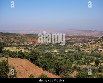 Morocco, 25 May 2025. A panoramic view of a terraced agricultural ...