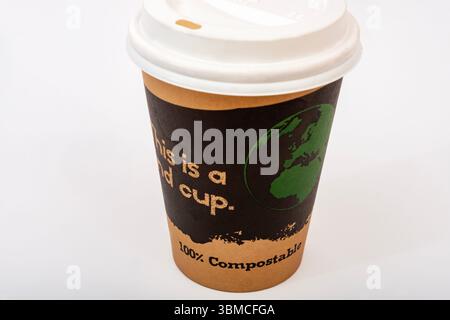 100% compostable coffee cup Stock Photo