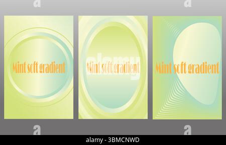 Collection Of Minimal Poster Design with Mint Sky Gradient – Soft Pastel Abstract Background. Stock Vector