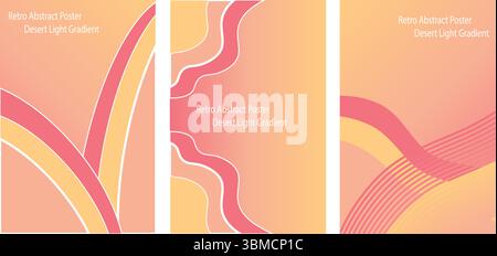 Collection Of Retro Abstract Poster with Desert Light Gradient – Muted Minimal Pastel Background Design. Stock Vector