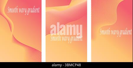 Collection Of Wavy Line Abstract Background with Sunset Glow Gradient – Modern Summer Design. Stock Vector
