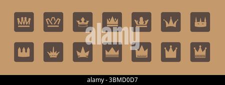 Crown vector illustration featuring royal king and queen crown designs, symbolizing luxury, power, elegance, and nobility. Best for regal and branding. Stock Vector
