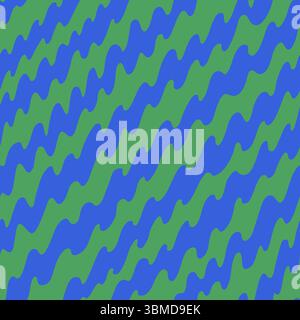 Seamless zigzag pattern in green and blue. Bold hand drawn zig zag wave texture with playful diagonal rhythm. Great for wallpaper, packaging, textile Stock Vector