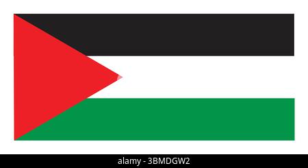Palestine national flag vector illustration symbolizing patriotism, freedom, Middle Eastern identity. Ideal for cultural, political, or editorial use. Stock Vector