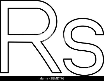 Rupee sign currency symbol money Rs contour outline line icon black color vector illustration image thin flat style simple Stock Vector