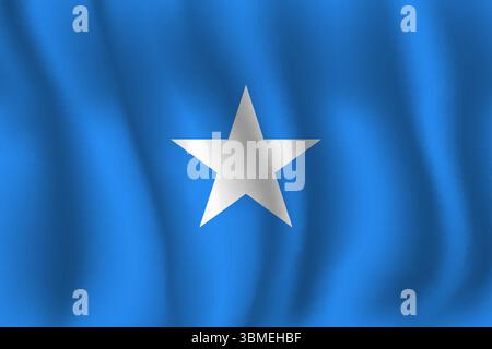 Flag of Somalia wavy flutters in wind, with folds 3d Stock Vector