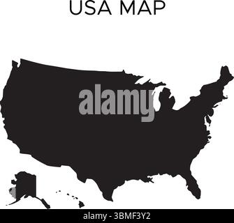 vector map of USA isolated on a white background, America map Stock Vector
