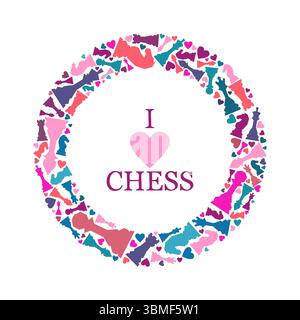 Colorful chess concept. Chess figures background. Chess figures illustration. Chess day concept. Chess toranament poster Stock Vector