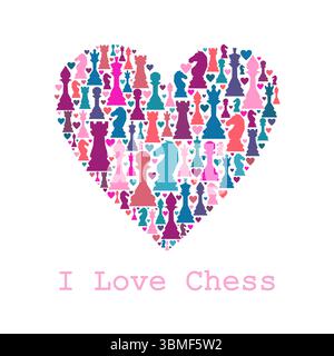 Colorful chess concept. Chess figures background. Chess figures illustration. Stock Vector