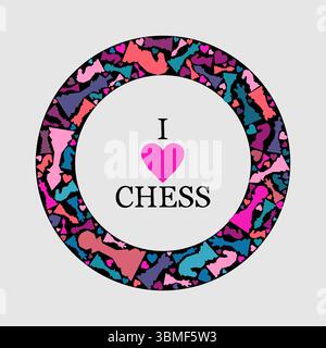 Colorful chess concept. Chess figures background. Chess figures illustration. Stock Vector