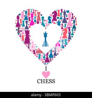 Colorful chess concept. Chess figures background. Chess figures illustration. Stock Vector