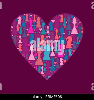Colorful chess concept. Chess figures background. Chess figures illustration. Stock Vector