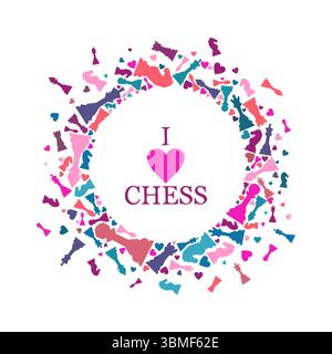 Colorful chess concept. Chess figures background. Chess figures illustration. Stock Vector