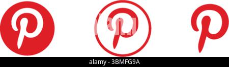 Pinterest logo in different versions, Pinterest vector logo Stock Vector