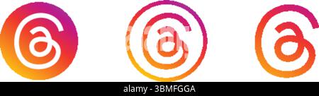 social media platform threads logo in different versions, social media platform threads vector logo Stock Vector