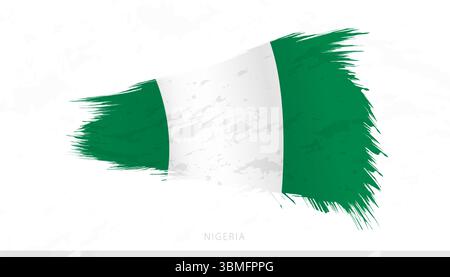 Artistic grunge brush flag of Nigeria isolated on white background ...