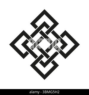 Bold Celtic knot. Abstract symbolic form. Intertwined linear element. Vector decorative illustration. Stock Vector