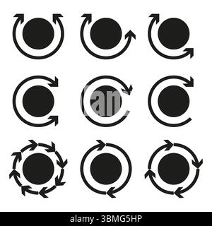 Circular arrow icons. Refresh symbol elements. Loop motion graphics. Vector interface illustration. Stock Vector