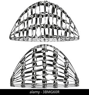 Wireframe dome structure. Abstract lattice element. Geometric Vector architecture. Spherical grid illustration. Stock Vector