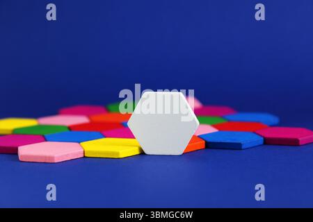 White Hexagon stands out in the group for its neutral color Stock Photo