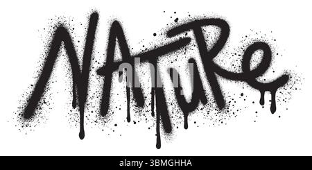 Graffiti Nature word sprayed in black over white.Vector illustration. Stock Vector