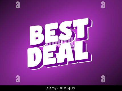 A vibrant graphic featuring the text BEST DEAL in bold, 3D style with a purple background The text is white with a shadow effect, emphasizing a promot Stock Vector