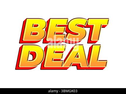 A vibrant graphic featuring the text BEST DEAL in bold, stylized font with a gradient of yellow and orange colors, set against a white background Idea Stock Vector