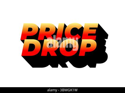 Bold text graphic featuring the words PRICE DROP in a gradient of red and orange with a shadow effect. Stock Vector