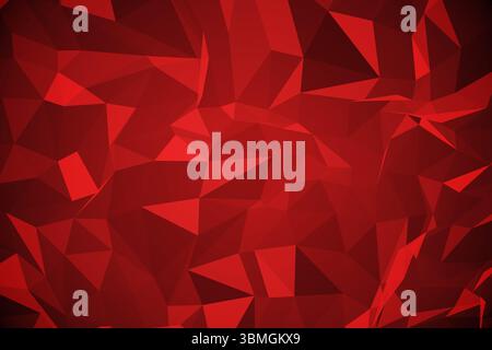 Abstract red low-poly polygonal pattern radiating across flat design backdrop in vector style Stock Photo