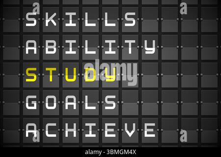 Study buzzwords on black mechanical board Stock Photo