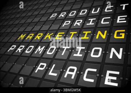 Marketing buzzwords on black mechanical board Stock Photo