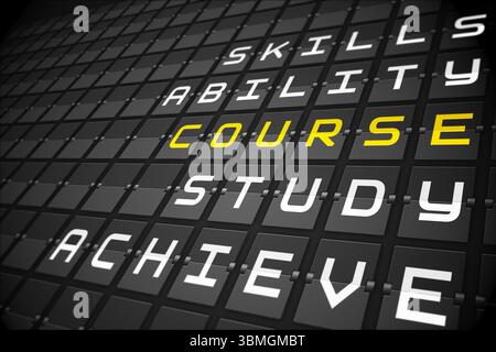 Course buzzwords on black mechanical board Stock Photo