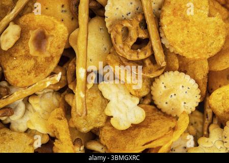 Portion of mixed Snacks (detailed close up shot, selective focus) Stock Photo