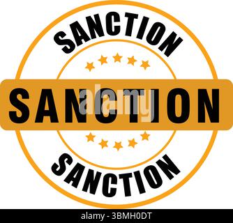 yellow Circular Sanction Stamp Emblem with Star Accents sanction label stamp ,logo, icon, sanction , stamp Stock Vector