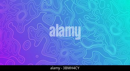Abstract contour lines create a vibrant background in shades of blue and purple Stock Vector