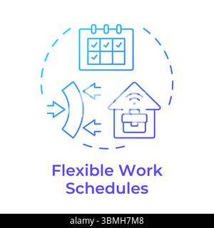 Flexible work schedules blue gradient concept icon Stock Vector