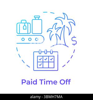 Paid time off blue gradient concept icon Stock Vector