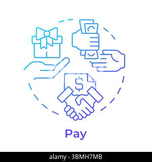 Pay blue gradient concept icon Stock Vector